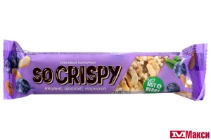 БАТОНЧИК "SO CRISPY" АРАХИС,КЕШЬЮ,ЧЕРНИКА 35Г (НЕВСКИЙ КОНДИТЕР)