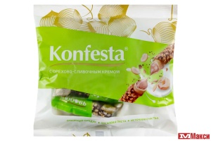 КОНФЕТЫ ГЛАЗИРОВАННЫЕ "KONFESTA" С ОРЕХОВО-СЛИВОЧНОЙ НАЧИНКОЙ 180Г (КОНФЕСТА)