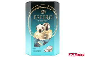 ШОКОЛАДНЫЕ КОНФЕТЫ "ESFERO" ИЗ ТЕМНОГО И БЕЛОГО ШОКОЛАДА С КОКОСОМ 186Г (КОНТИ)