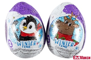 ЯЙЦО ШОКОЛАДНОЕ "ШОКИ-ТОКИ" WINTER TIME ДВУХЦВЕТНОЕ С СЮРПРИЗОМ 20Г (КОНФИТРЕЙД)