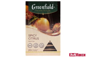 ЧАЙ "GREENFIELD" СПАЙСИ ЦИТРУС ЧЕРНЫЙ 20ПИРАМИДОК (ОРИМИ-ТРЭЙД)