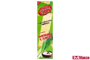 ЧИПСЫ "MULTICHIPS" СО ВКУСОМ СМЕТАНЫ С ЛУКОМ 100Г