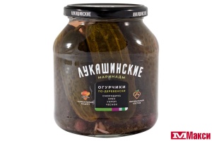 ОГУРЧИКИ "ПО-ДЕРЕВЕНСКИ" МАРИНОВ. С ХРЕНОМ И СМОРОДИНОЙ 670Г (ЛУКАШИНСКИЕ) 