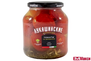ТОМАТЫ "ПО-ДЕРЕВЕНСКИ" МАРИНОВАННЫЕ С ХРЕНОМ И ЧЕСНОКОМ 670Г СТ/Б (ЛУКАШИНСКИЕ)