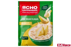 КАША БЫСТРОГО ПРИГОТОВЛЕНИЯ "ЯСНО СОЛНЫШКО" ОВСЯНАЯ С ГРУШЕЙ И МОЛОКОМ 45Г