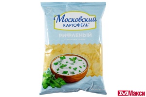 ЧИПСЫ "МОСКОВСКИЙ КАРТОФЕЛЬ" РИФЛЕНЫЕ СО ВКУСОМ СМЕТАНЫ И ЗЕЛЕНИ 120Г  (МОСКОВСКИЙ КАРТОФЕЛЬ)