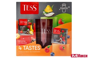 ЧАЙ "TESS" КОЛЛЕКЦИЯ ЧАЯ СО СТАКАНОМ №2 4ВИДА 80ПИРАМИДОК (ОРИМИ-ТРЭЙД)