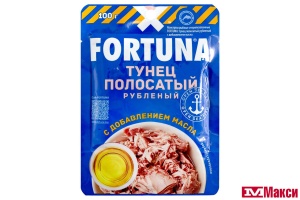 ТУНЕЦ "FORTUNA" РУБЛЕНЫЙ С МАСЛОМ 100Г ПАУЧ