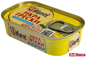 ИКРА ТРЕСКИ АТЛАНТИЧЕСКОЙ "5 МОРЕЙ" 120Г Ж/Б 