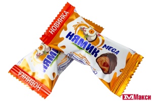 КОНФЕТЫ ГЛАЗИРОВАННЫЕ "НЯМИК" MEGA С ВАРЕНОЙ СГУЩЕНКОЙ 1КГ (АККОНД)