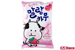 ЖЕВАТЕЛЬНЫЕ КОНФЕТЫ "MALANG COW" МОЛОЧНЫЕ СО ВКУСОМ КЛУБНИКИ 79Г (ЛОТТЕ)