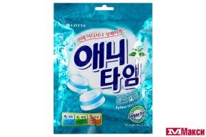 КАРАМЕЛЬ ЛЕДЕНЦОВАЯ С КСИЛИТОМ "ЭНИТАЙМ С МОЛОЧНО-МЯТНЫМ ВКУСОМ" 60Г (ЛОТТЕ)