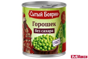 ГОРОШЕК ЗЕЛЕНЫЙ БЕЗ САХАРА 400Г Ж/Б (СЫТЫЙ БОЯРИН)