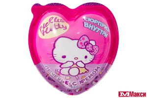 ПЕЧЕНЬЕ "HELLO KITTY" С КРЕМОМ И СЮРПРИЗОМ В ПЛАСТИКОВОМ СЕРДЕЧКЕ 12Г (ЮНИОН)