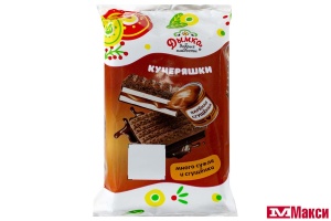 ПЕЧЕНЬЕ ГЛАЗИРОВАННОЕ "КУЧЕРЯШКИ" СУФЛЕ-ВАРЕНАЯ СГУЩЕНКА 255Г (ДЫМКА)