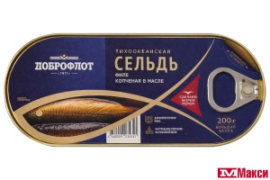 СЕЛЬДЬ "ДОБРОФЛОТ" КОПЧЕНАЯ В МАСЛЕ 200Г Ж/Б