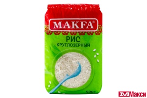 КРУПА РИС "МАКФА" КРУГЛОЗЕРНЫЙ 500Г