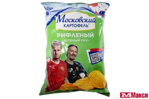 ЧИПСЫ "МОСКОВСКИЙ КАРТОФЕЛЬ" РИФЛЕНЫЕ СО ВКУСОМ ЗЕЛЕНОГО ЛУКА 120Г