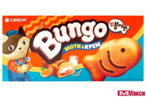 ПИРОЖНОЕ "BUNGO" С НАЧИНКОЙ МОЛОКО-АПЕЛЬСИН 4ШТХ30Г (ОРИОН)
