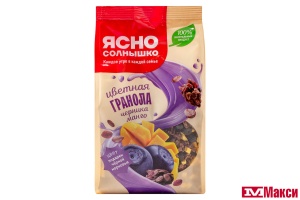 ГРАНОЛА "ЯСНО СОЛНЫШКО" ХРУСТЯЩАЯ С МАНГО И ЧЕРНИКОЙ 250Г