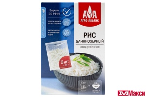 КРУПА РИС "АГРО-АЛЬЯНС" ДЛИННОЗЕРНЫЙ 5Х80Г ВАРОЧНЫЕ ПАКЕТЫ 