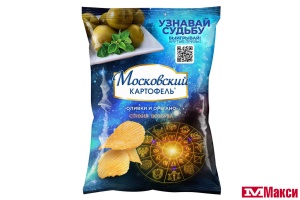 ЧИПСЫ "МОСКОВСКИЙ КАРТОФЕЛЬ" СО ВКУСОМ ОЛИВОК И ОРЕГАНО РИФЛЕНЫЕ 90Г