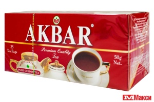 ЧАЙ ЧЕРНЫЙ "АКБАР" ЦЕЙЛОНСКИЙ ЧЕРНЫЙ 25 ПАКЕТИКОВ С ЯРЛЫЧКАМИ (AKBAR)