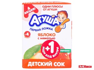 сок "агуша" в ассортименте 200мл пакет (вимм-билль-данн) (детское питание)(яблоко с мякотью (с 4 мес.))