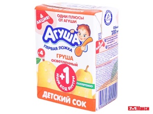 сок "агуша" в ассортименте 200мл пакет (вимм-билль-данн) (детское питание)(груша осветленный)