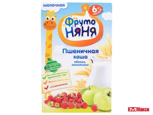 каша молочная "фрутоняня" в ассортименте 200гр (прогресс) (детское питание)(пшеничная с яблоком и земляникой)