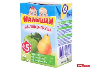 сок/нектар "малышам" в ассортименте 0,2л пакет (прогресс) (детское питание)(яблоко-груша)