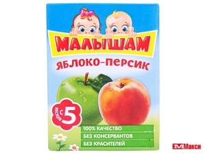 сок/нектар "малышам" в ассортименте 0,2л пакет (прогресс) (детское питание)(яблоко-персик)